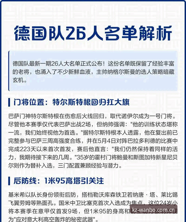 德国队世界杯大名单全面解析：诺伊尔传奇回归，18岁新星卡尔入选